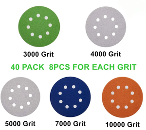 40pcs-set 2000pcs-carton Disques de ponçage humides et secs de 5 pouces avec boucle à crochet à 8 trous Outils abrasifs à grain 3000 4000 5000 7000 10000 - Product Image 3