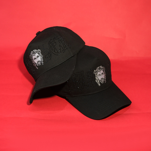 Casquette de baseball tendance de haute qualité à 5 panneaux en satin et daim, avec visière incurvée, logo brodé personnalisé, patchs visage humain et strass ajustables - Product Image 5