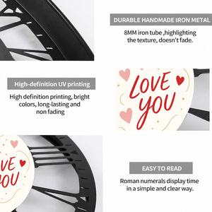 Orologio in Ferro Battuto con Quadrante 'Ti Amo', Silenzioso, Numeri Romani, Decorazione da Parete, Regalo Personalizzato per San Valentino - Product Image 2