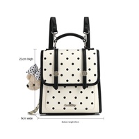 Cow&Kitty Tas Punggung Kasual Wanita Tas Bahu Tas Selempang Polka Dot Poliuretan Ringan Mewah Bergaya Baru