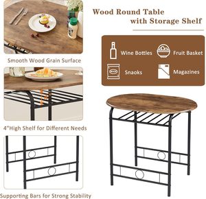 3 mảnh nhỏ tròn nhà bếp bàn ăn thiết lập cho bữa ăn sáng Nook gỗ hạt bàn với rượu vang lưu trữ giá tiết kiệm không gian - Product Image 4