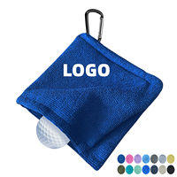 Toalla de microfibra portátil de 5.5 pulgadas con LOGO personalizado y gancho para limpiar palos de golf y accesorios para el campo de golf