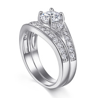 Bague tendance BOHAN TL-112 en zircon argenté pour femme, plaquée rhodium/argent, bijou de fiançailles et de mariage