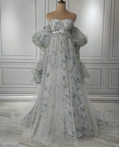 <span class=keywords><strong>Vestido</strong></span> <span class=keywords><strong>de</strong></span> maternidad con estampado <span class=keywords><strong>de</strong></span> tul 14509 # para sesión <span class=keywords><strong>de</strong></span> fotos manga extraíble hasta el suelo vestidos <span class=keywords><strong>de</strong></span> noche para embarazadas con cordones en la espalda - Product Image 1