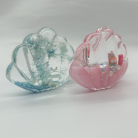 Décoration de bureau sensorielle anti-stress en forme de coquillage avec mouvement liquide, fleurs séchées et paillettes flottantes, minuteur liquide en acrylique