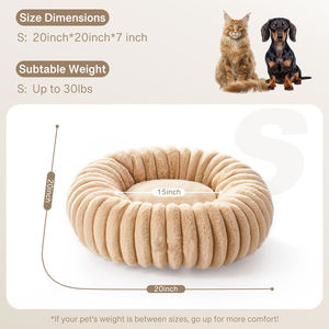 SUREAL ALHOME Donut Katzen-und Hunde bett Beruhigende runde Hunde betten für kleine Hunde Anti-Angst-Kuschel-Welpen bett mit rutsch festem Boden - Product Image 6