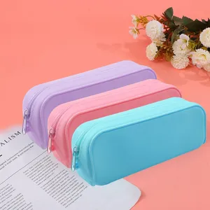 Soft Silicone <b>Pencil</b> Case Creative Gradient Color Pen <b>Bag</b> Waterproof Large Storage <b>Bag</b> for School Supplies Random Zipper Color - Product Image 4