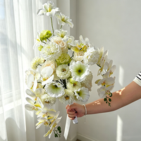 Bouquet de Mariage Artificiel de Luxe pour la Mariée, Composition Florale en Soie Prête à l'emploi pour Accessoires de Photographie de Fiançailles, Vente en Gros