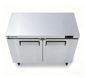 Réfrigérateur professionnel en acier inoxydable à double porte, dégivrage automatique, sans givre, sous comptoir, avec refroidisseur d'air intégré - Product Image 2