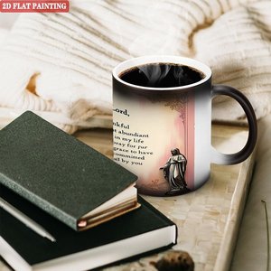 Heat Reveal Novelty Mug Frosted Black 11oz <b>Ceramic</b> Color Changing Coffee <b>Cup</b> - Product Image 3