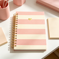 Carnet de notes en spirale à rayures roses personnalisé en gros pour l'école et le bureau