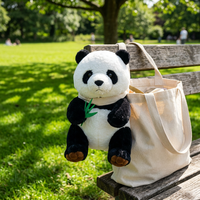 Peluche Panda Brodée Personnalisée 100% Polyester Noir Blanc Panda 18/24 Pouce Cadeau Soulagement du Stress Remplissage PP Coton