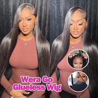 Perruques sans Colle en Cheveux Humains 13x6 HD Transparentes à Lacet Frontal, Perruques Naturelles en Cheveux Humains pour Femmes Noires