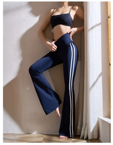 Women's Yoga Flare Leggings Mid Waist Wide Leg Breathable Casual Workout Pants Elastic <b>Tights</b> Bell Bottomed - Product Image 2