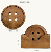 Juego de Posavasos Cuadrados Modernos de Madera con Botón, Soporte para Bebidas con Logotipo Personalizado, Embalaje de Cartón Ecológico para Decoración de Mesa de Restaurante