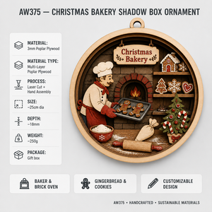 Ornement de Noël en forme de boîte à pâtisserie |   Scène 3D découpée au laser en contreplaqué de peuplier |   Décoration de salon <span class=keywords><strong>et</strong></span> de cuisine pour les fêtes |   Cadeau facile à accrocher - Product Image 6
