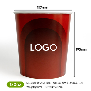 Seau à popcorn en papier personnalisé de 130 oz, avec revêtement en PE de qualité alimentaire, gobelet à popcorn jetable pour cinéma - Product Image 2