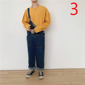 <span class=keywords><strong>T</strong></span>-<span class=keywords><strong>shirt</strong></span> a maniche lunghe a sezione 13924 sottile in cotone Top girocollo da <span class=keywords><strong>uomo</strong></span> abbigliamento autunnale ampio - Product Image 3