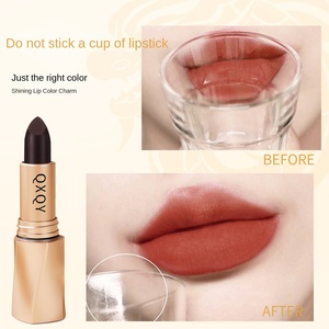 QXQY Femmes Rétro Noir Velours Rouge À Lèvres Durable Étanche Pâte De Haricot Couleur Crème Maquillage avec Beauté Trempée - Product Image 1