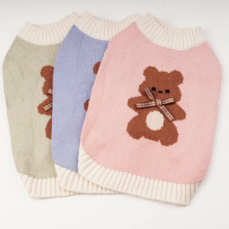 Classic New Design Autumn Winter Pet Knit Sweater Dog Clothes Fashion Quality Bear Warm Cat And Dog Sweater Coat Wholesale