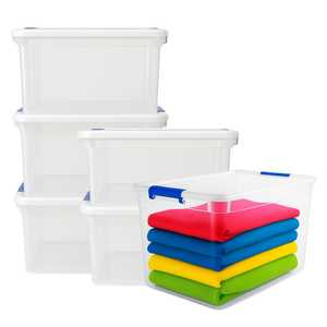 Contenitori di plastica trasparenti da 65 litri con coperchio e chiusure a scatto per organizzare vestiti e articoli per la casa - Product Image 6