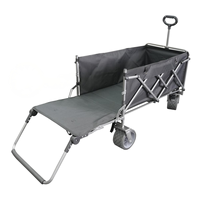 Chariot de camping pliable robuste à quatre roues, poignée réglable, grande capacité, tissu Oxford, cadre en acier, écologique, respirant