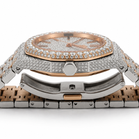 Montre mécanique de luxe en moissanite avec testeur de diamants, lunette en acier inoxydable glacé, diamants VVS pour homme, verre saphir, fermoir papillon