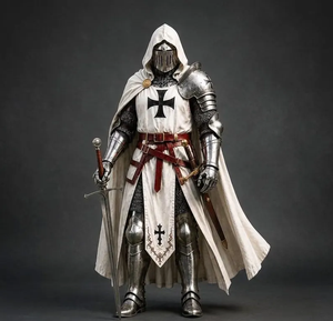 Traje de Armadura Completa de Caballero Templario Blanco, Hecho a Mano, Fundición Tradicional, Medieval, para Recreación Histórica - Product Image 3