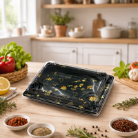 Boîte d'emballage pour sushis avec couvercle transparent, plateau en plastique PET de qualité alimentaire épaissi pour les épiceries, les comptoirs de charcuterie
