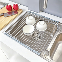 Égouttoir à vaisselle moderne pliable en acier inoxydable 304 et TPE/silicone, résistant à la chaleur, multifonctionnel pour évier de cuisine