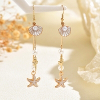 Ocean Breeze Schmuck - Kleine Muschel- und Seestern-Ohrringe mit Perleneinlage - Lange Ohrringe