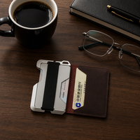 Portefeuille en aluminium anti-RFID Boshiho, porte-cartes en cuir Crazy Horse, bande élastique, portefeuille fin pour homme, logo personnalisé