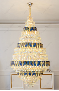 Magnífica y magnífica iluminación de araña Led de cristal superior de Color dorado, plateado y azul, diseño moderno para Villa de capa de primavera - Product Image 6