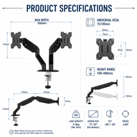 Vente directe usine – Nouveau support de bureau double écran en métal, réglable en hauteur, optimisant l'ergonomie et gain de place