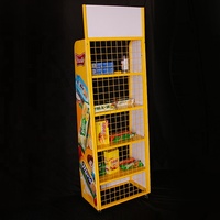 Présentoir de sol en métal léger à hauteur réglable pour chocolats, algues ou snacks, idéal pour les présentoirs de magasin ou les présentoirs de comptoir.