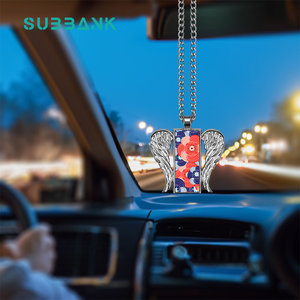 Colar com Pingente de Asa de Anjo em Círculo para Sublimação de Foto em Metal - Product Image 5