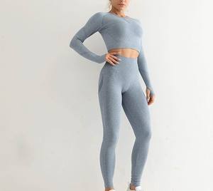 Conjuntos Deportivos de Manga Larga para Mujer, Top Corto y Leggings, Ropa de Gimnasio para Mujer - Product Image 2