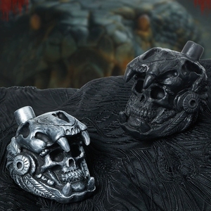 Handicraft Aztec Death <b>Whistle</b> Ceramic Screaming Sound <b>Whistle</b> Antique Silver Matte Black Ornament For Halloween Gift - Product Image 3