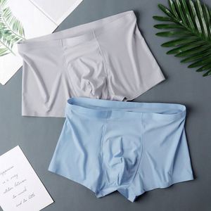 Calzoncillos bóxer de hombre a la moda, de tiro medio, de seda helada fina, de punto, cómodos, sin costuras, con logo, transpirables, para jóvenes - Product Image 4