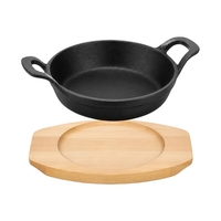 Poêle en fonte, Plaques en fonte, Poêle avec base en bois, Poêle ronde, Plaque à fajitas, Pot pour la cuisson et la préparation culinaire