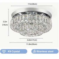Lustre en cristal de 11,8 pouces, luminaire de plafond à montage encastré à 2 niveaux, LED pour couloir, chambre à coucher