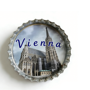 Imán <span class=keywords><strong>de</strong></span> nevera moderno y duradero <span class=keywords><strong>de</strong></span> metal con forma <span class=keywords><strong>de</strong></span> tapa <span class=keywords><strong>de</strong></span> botella, recuerdo turístico <span class=keywords><strong>de</strong></span> Dinamarca, Milán, Praga, Lucerna, Viena - Product Image 6