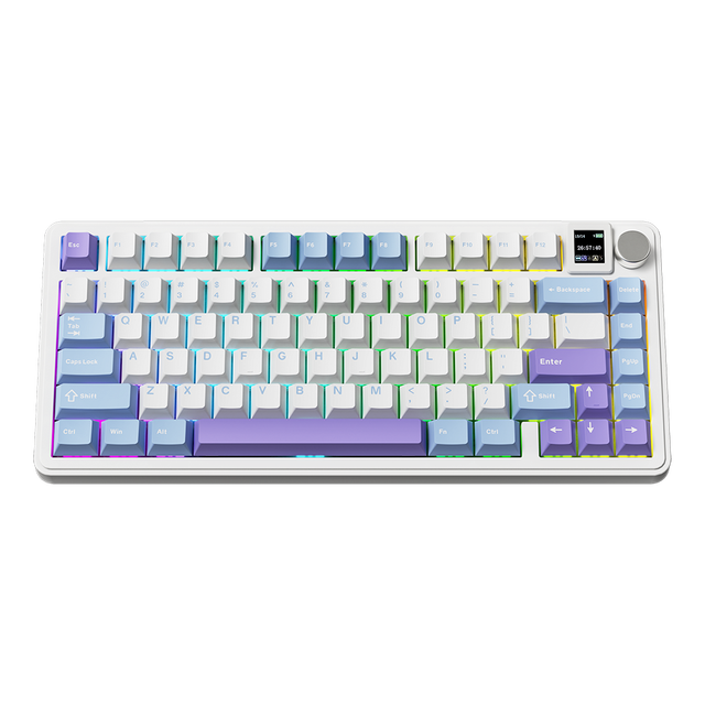 New Design Custom 75% RGB Tri-mode Mechanical Gaming Keyboard 82-Key Hotswap PBT Kailh Cherry/Gateron USB Type-C Screen Display