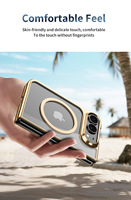 Étui de téléphone magnétique transparent électroplaqué pour iPhone Duo Flip pliable, en PC rigide antichoc avec protection d'écran en verre