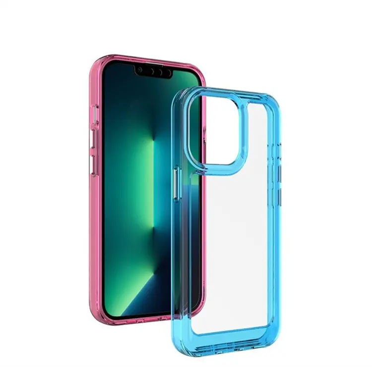 Newest Transparent Acrylic Phone Case for iphone 14 promax Cute Color Edges Bumper Phone Cover for iphone 11 xs max xr 7 8 plus