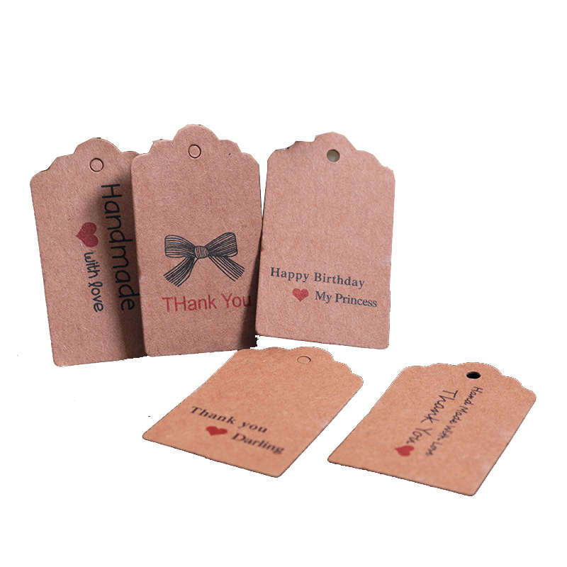 Gestanst Kleding tags custom offset gedrukt hangtags voor kledingstuk geperforeerd kartonnen hangtag