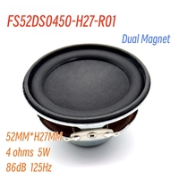 Haut-parleur multimédia rond de 52 mm à double aimant, 16 cœurs, 4 ohms, 5 W, 125 Hz, woofer pour PC, haut-parleur de basse DIY, certifié RoHS