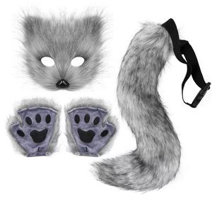 Máscara de animal Conjunto de disfraz de Halloween popular Incluye garras de animales Felpa simulada Orejas de <span class=keywords><strong>zorro</strong></span> Diadema Orejas de animales Colas Máscara de fiestas - Product Image 5