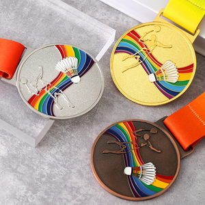 Hochwertige Benutzerdefinierte Logo Gold Silber Kupfer Badminton-Form Sportmedaille Badminton-Meisterschaft Rennen Zinklegierung Medaille - Product Image 3
