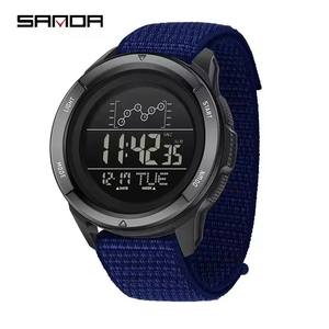 Montre de sport pour homme Sanda 2198, bracelet en nylon/silicone, LED numérique, lumineuse, multifonction, alarme, compte à rebours, étanche 5 BAR - Product Image 5